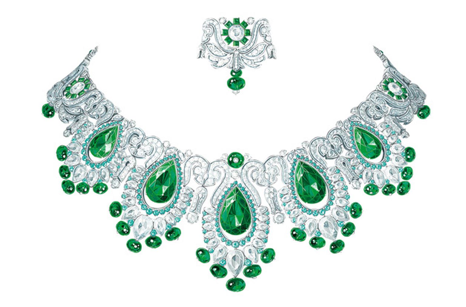 Van Cleef & Arpels Pierres de Caractère Baia Verde necklace with 33.29ct pear-shaped Zambian emeralds