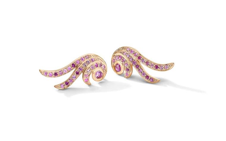 Powder Hill Pink Powder Wing earrings in rose gold with sapphires
