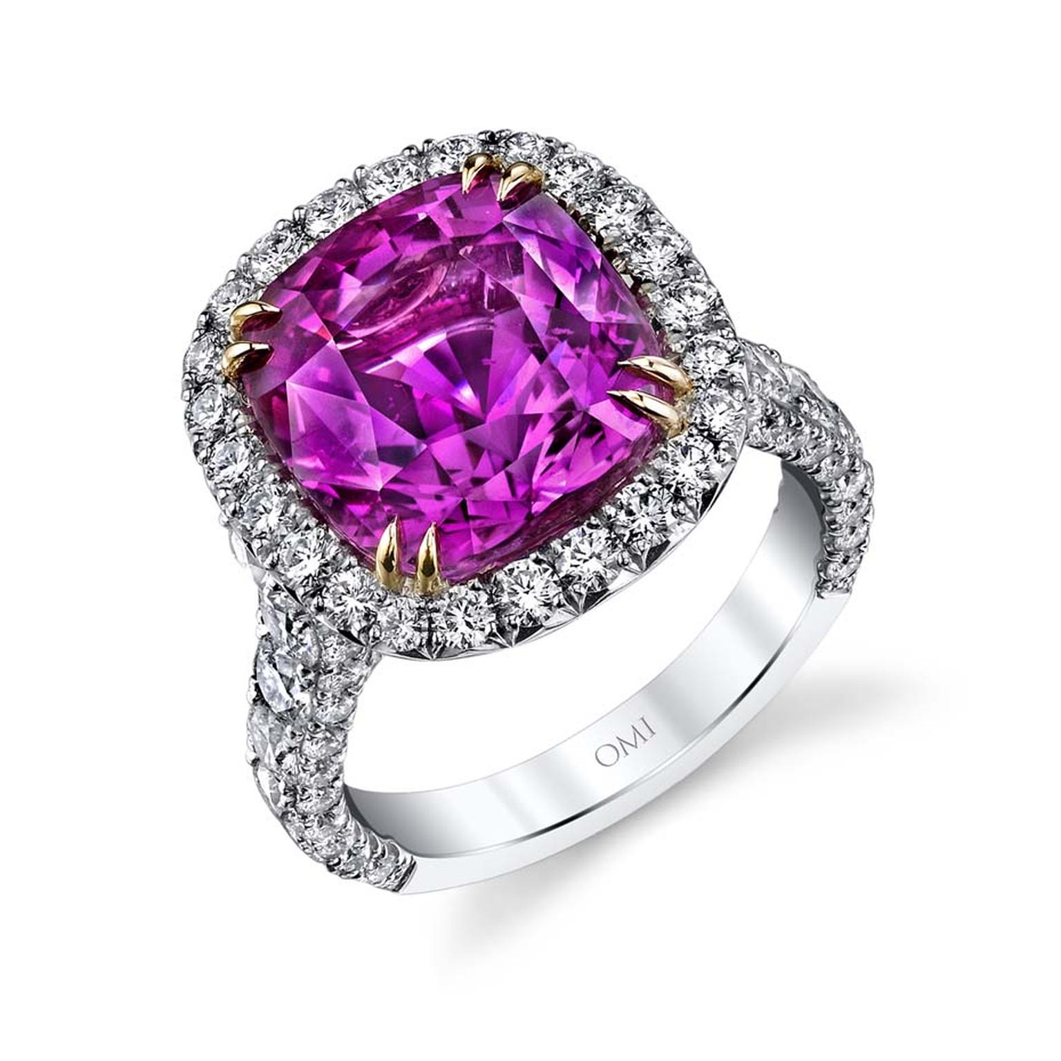 Omi Privé one-of-a-kind pink sapphire and diamond ring