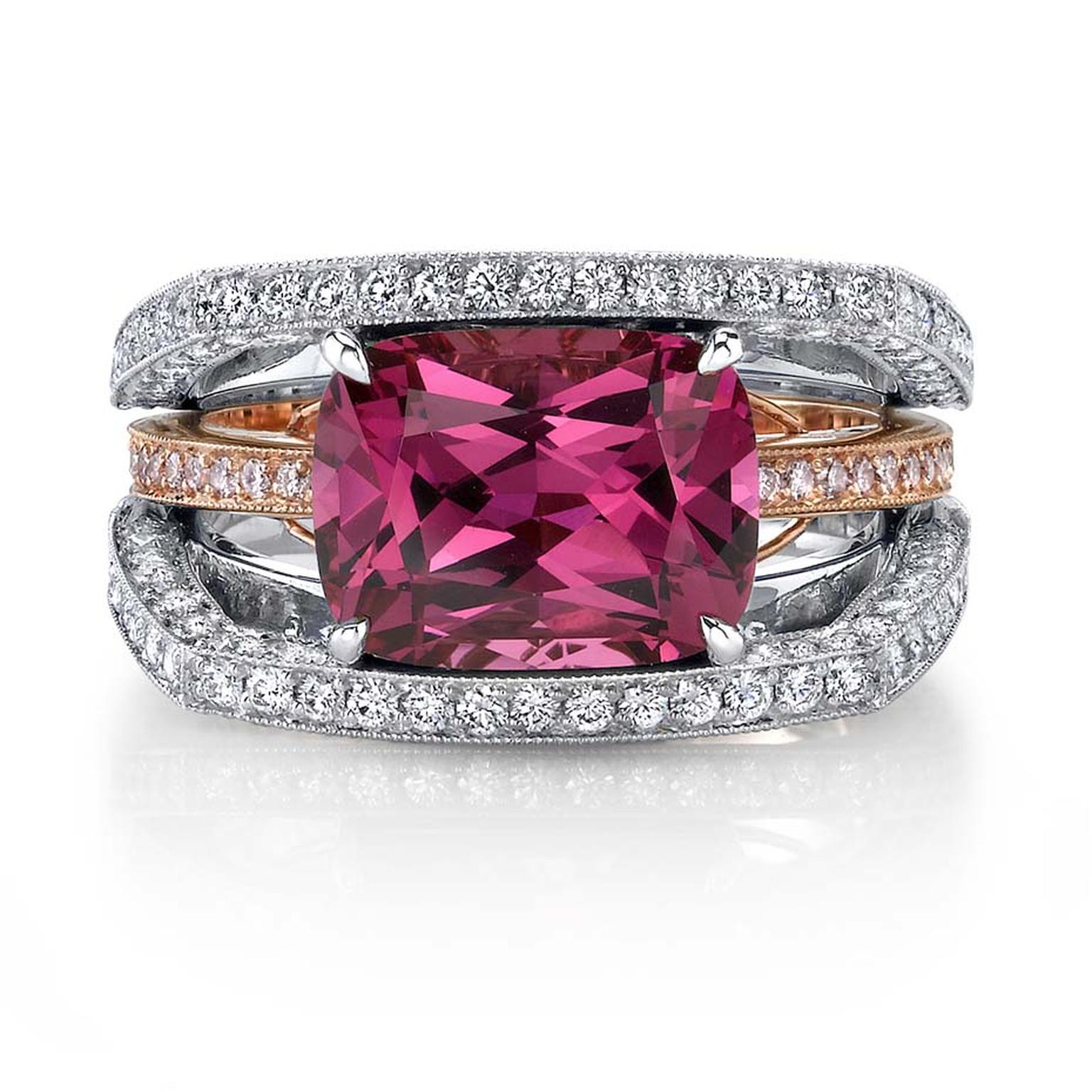 Omi Privé spinel and diamond ring