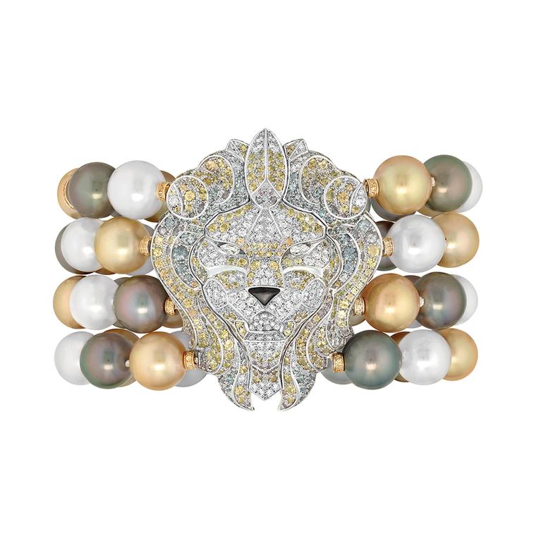 Chanel 'Lion Baroque' bracelet bracelet with 62 Tahitian and South Sea pearls, diamonds and sapphires in white and yellow gold, from the Les Perles de Chanel high jewellery collection