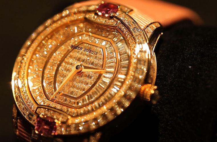 Roger Dubuis Velvet watch with diamonds and pink sapphires.