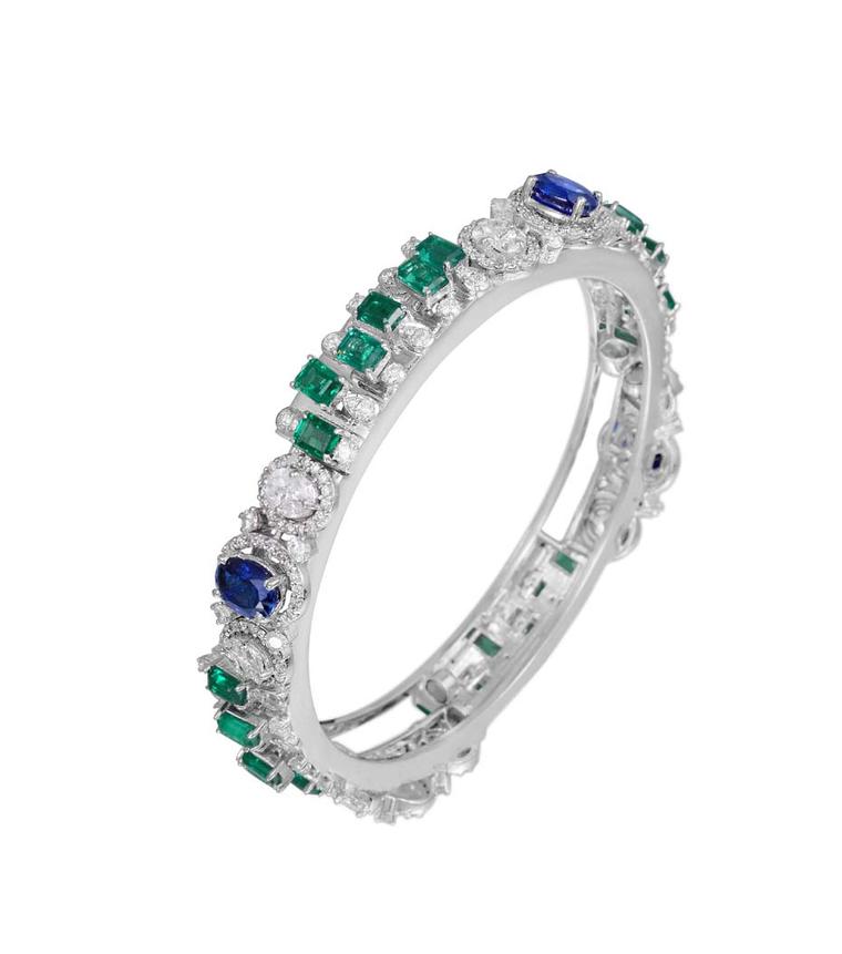 Varuna D Jani Vow collection bangle featuring diamonds, sapphires and emeralds