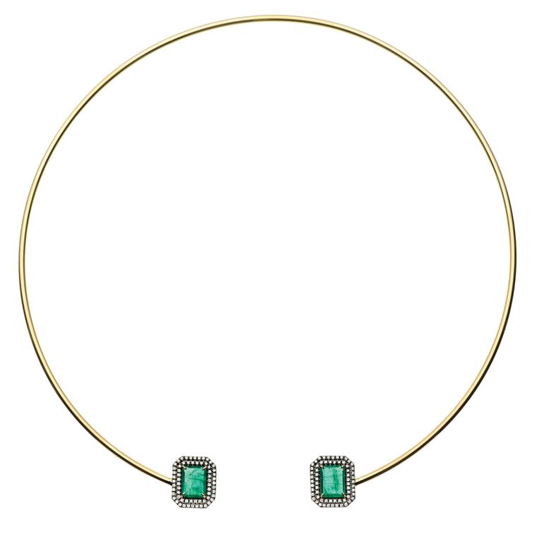 Jemma Wynne for Gemfields collar featuring Gemfields Zambian emeralds and diamonds