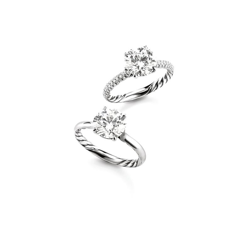 David Yurman Signature Cut engagement ring featuring a band with or without pave diamonds and the DY signature cable band.