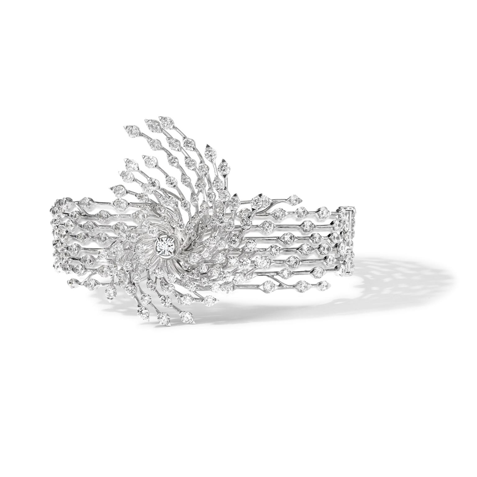 Brilliant-cut diamond Asprey Storm cuff in white gold