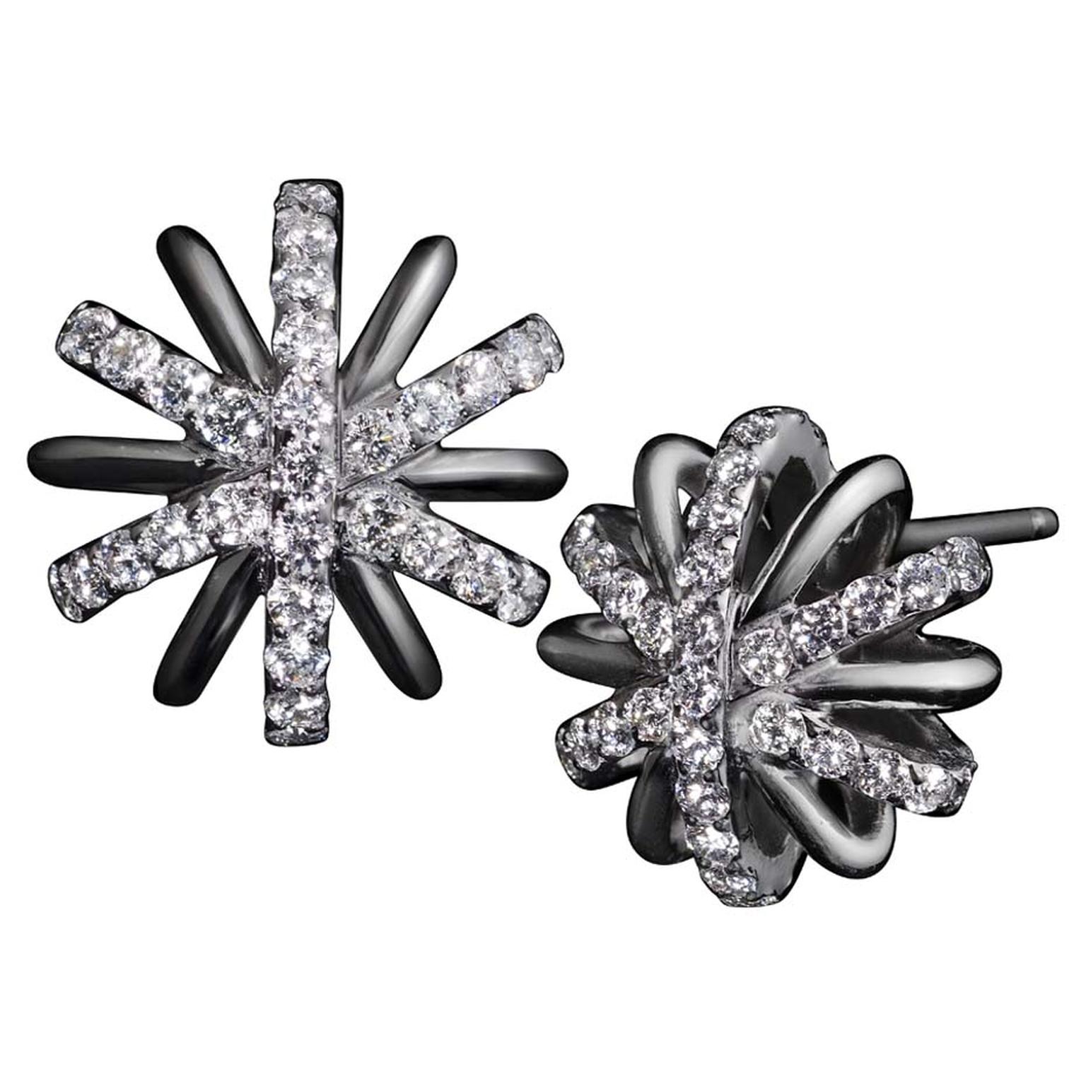 Alexandra Mor limited-edition Diamond Snowflake earrings in platinum