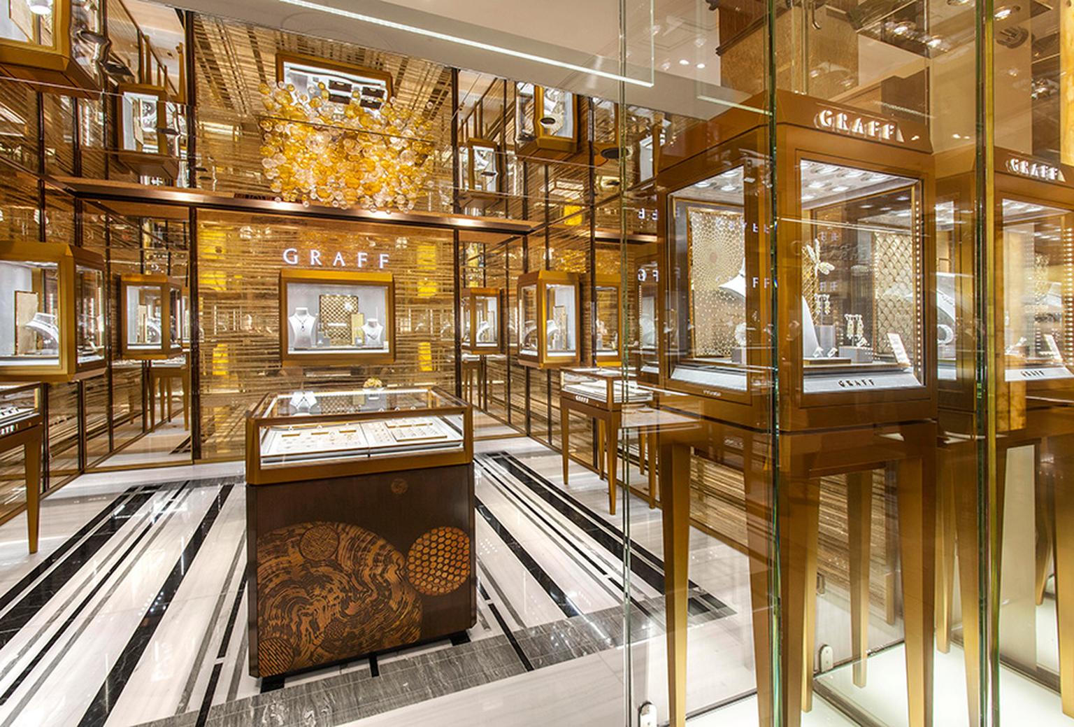 Graff, which currently has 45 flagship stores across the globe, was commended for its sustained increase in international operations over the last three years. Pictured is one of its latest openings - a new boutique in Harrods' Fine Jewellery Room.