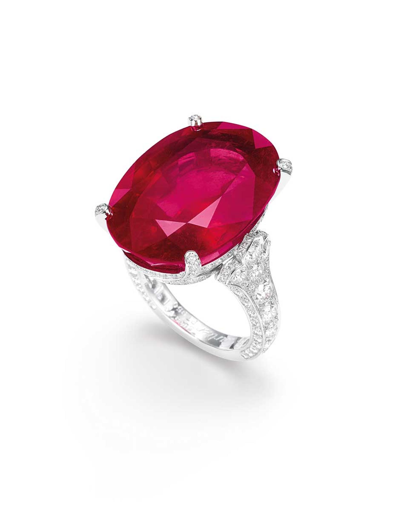 An oval Burmese ruby and diamond ring was sold for US$7,338,462 million, making it the most expensive ruby ever sold at auction.
