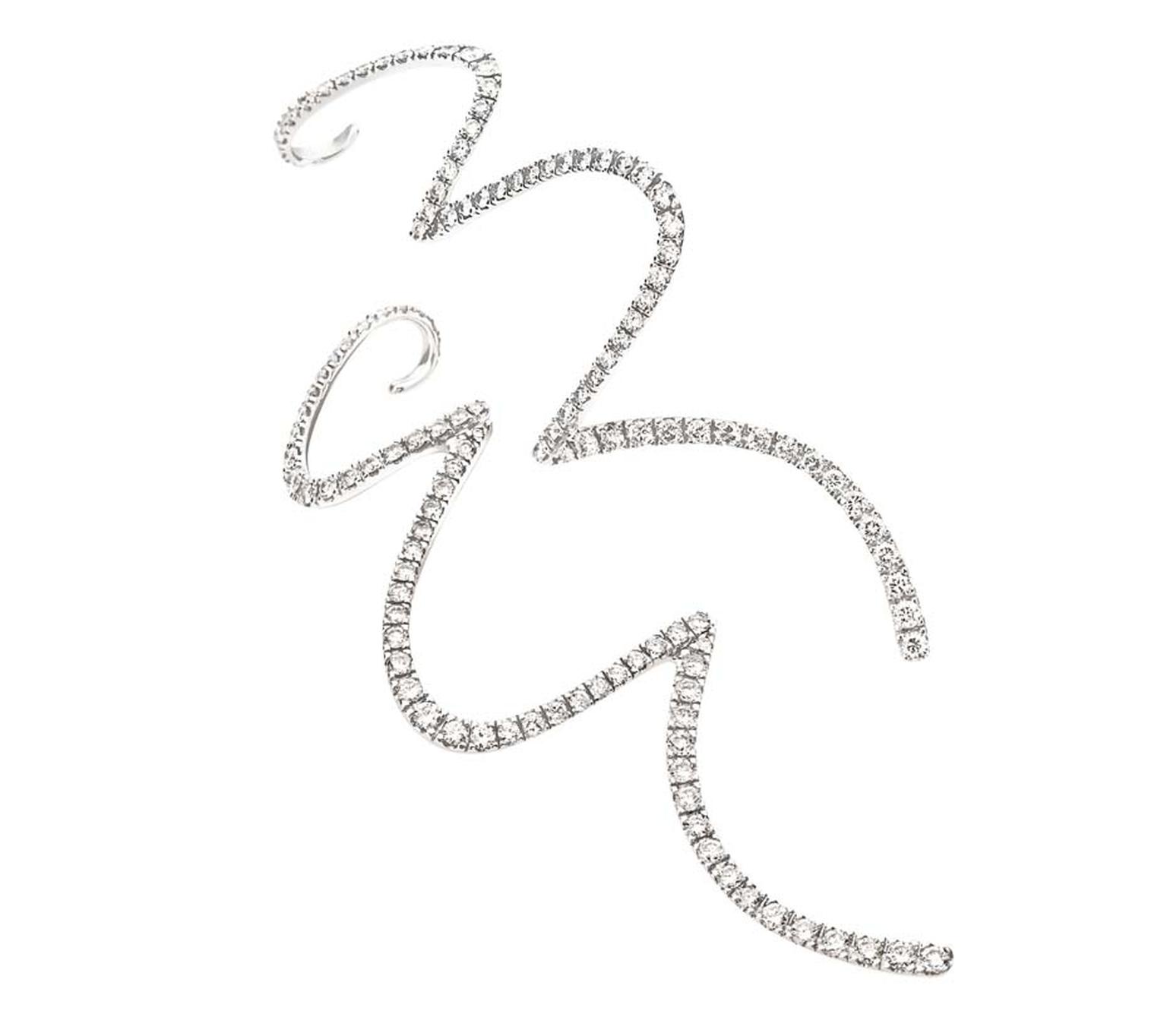 H.Stern's 2008 Oscar Niemeyer collection zig zag white gold and diamond earrings are inspired by the clean lines from Niemeyer’s sketches.