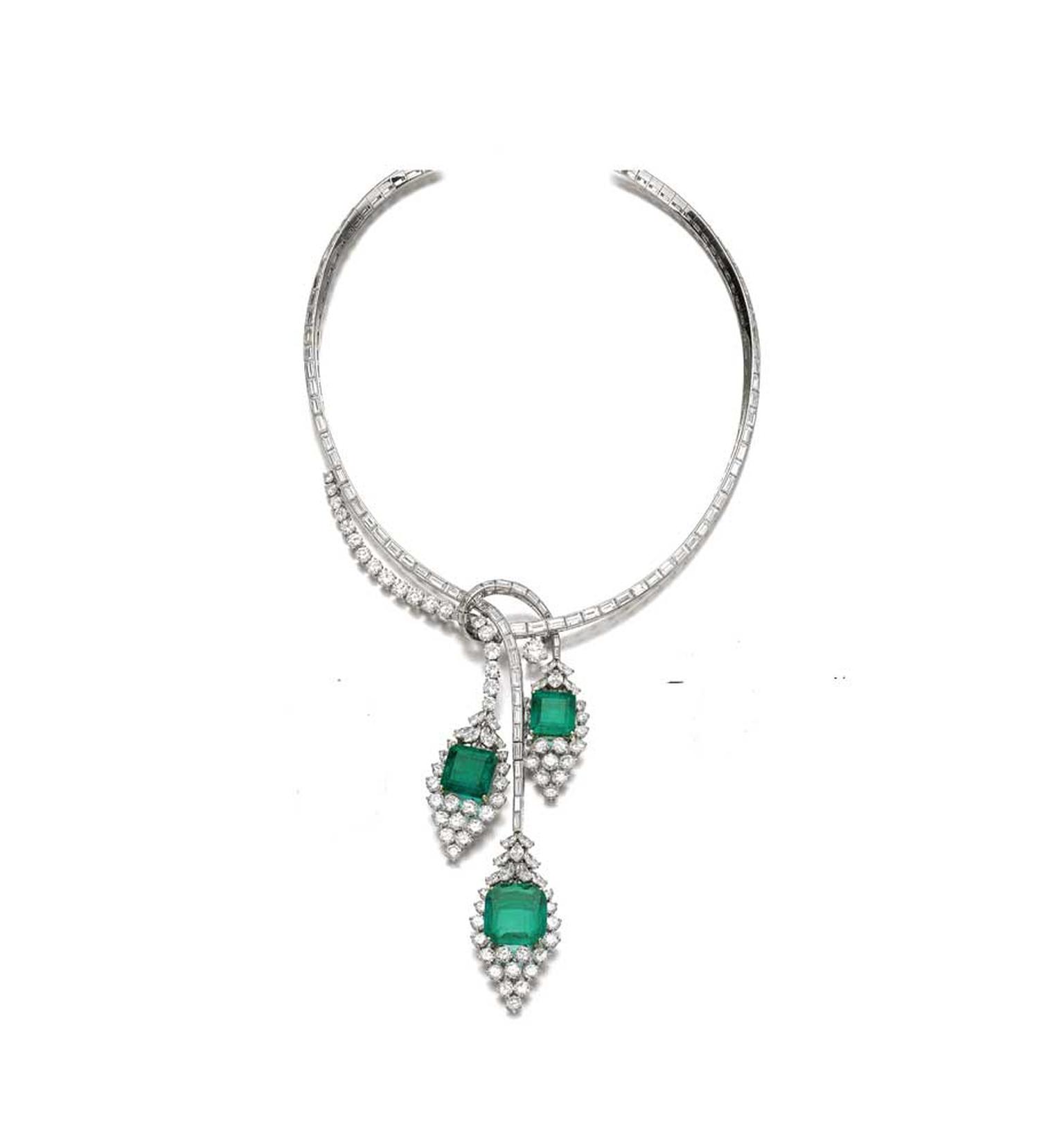 Emerald and diamond necklace (estimate: CHF35,000 - 225,000/$152,917 - 254,862)