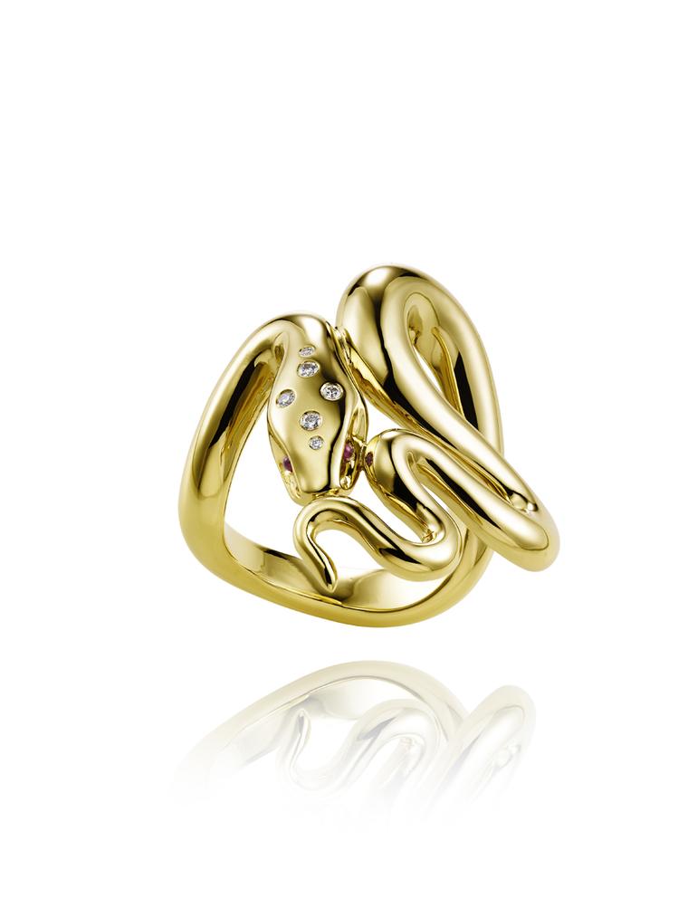 Harumi for Chopard gold Snake ring with diamonds