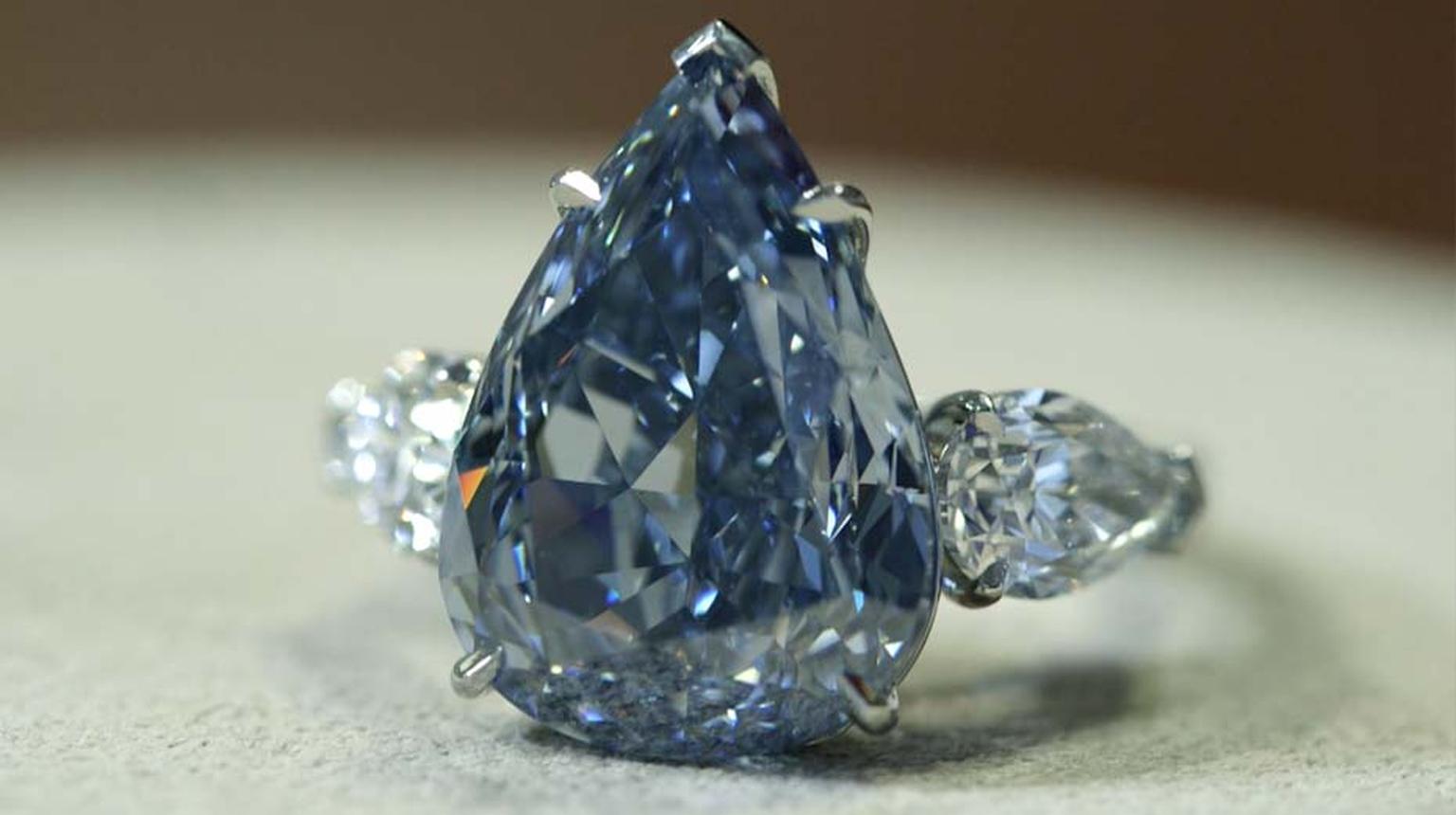 'The Blue' diamond - at 13.22ct the world's largest flawless Vivid blue diamond - leads Christie's Magnificent Jewels auction in Geneva on 14 May 2014