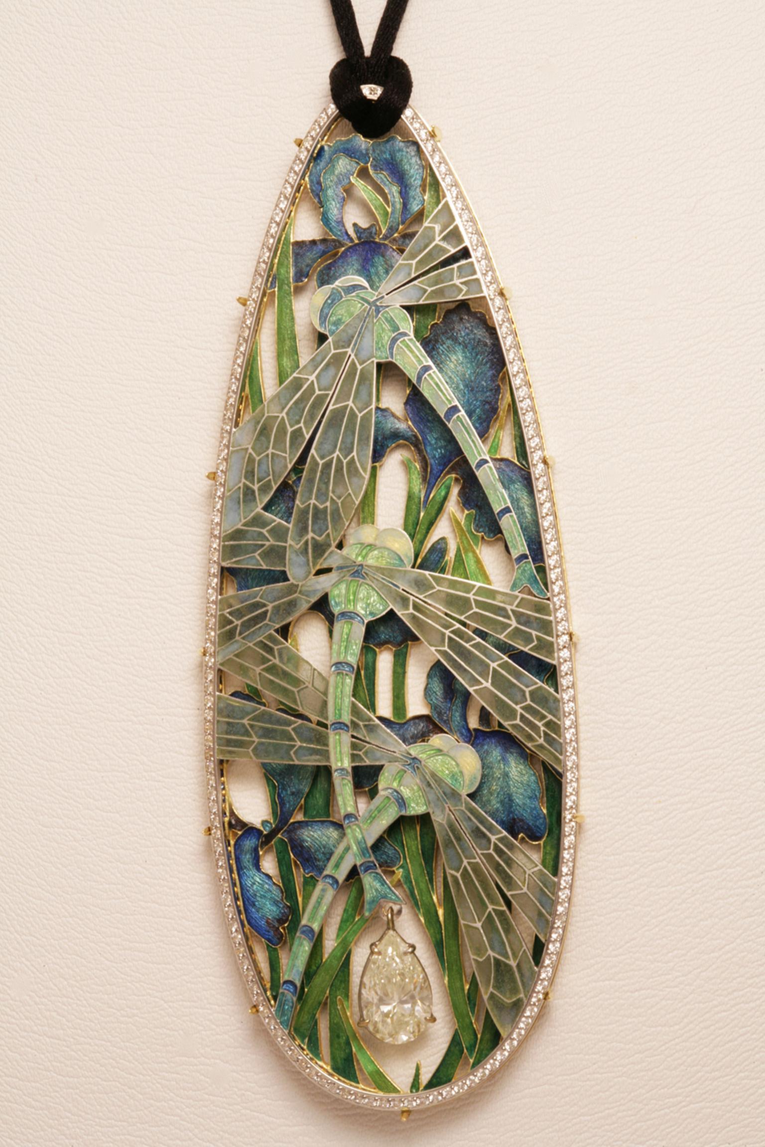 Ilgiz F "Dragonfly" pendant with plique-à-jour enamelling