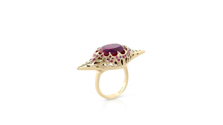 Phioro jewellery Venus Chatam ruby ring.