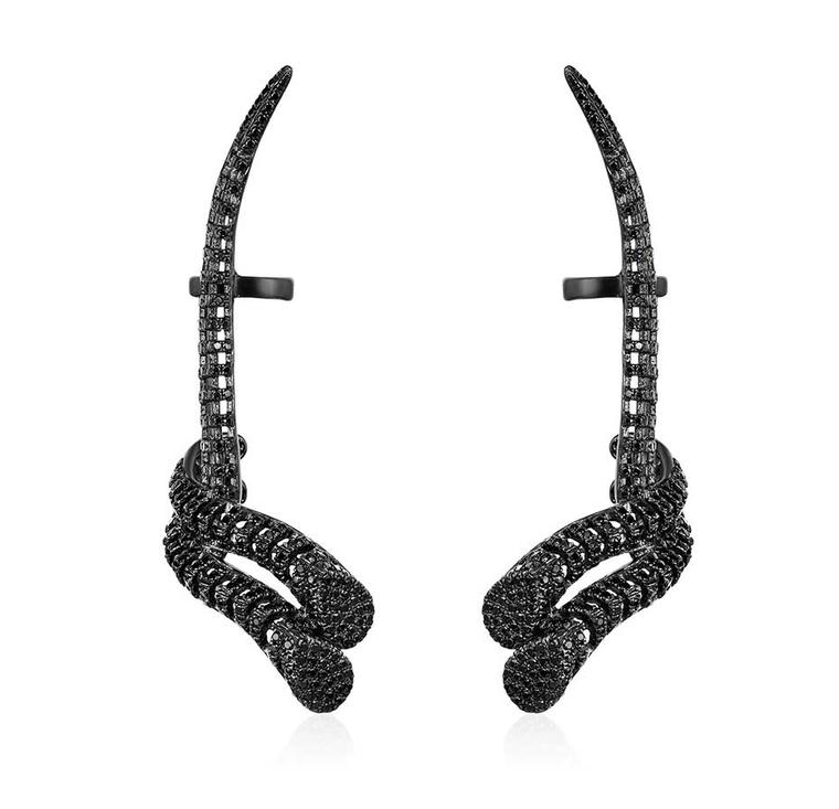 We will be watching out for these edgy AS29 by Audrey Savransky Spine ear cuffs with black diamonds at the Couture Show Las Vegas