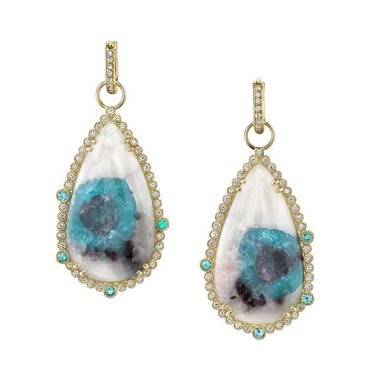 Erica Courtney and her Paraiba tourmaline slice earrings will be a highlight of the Couture Show Las Vegas
