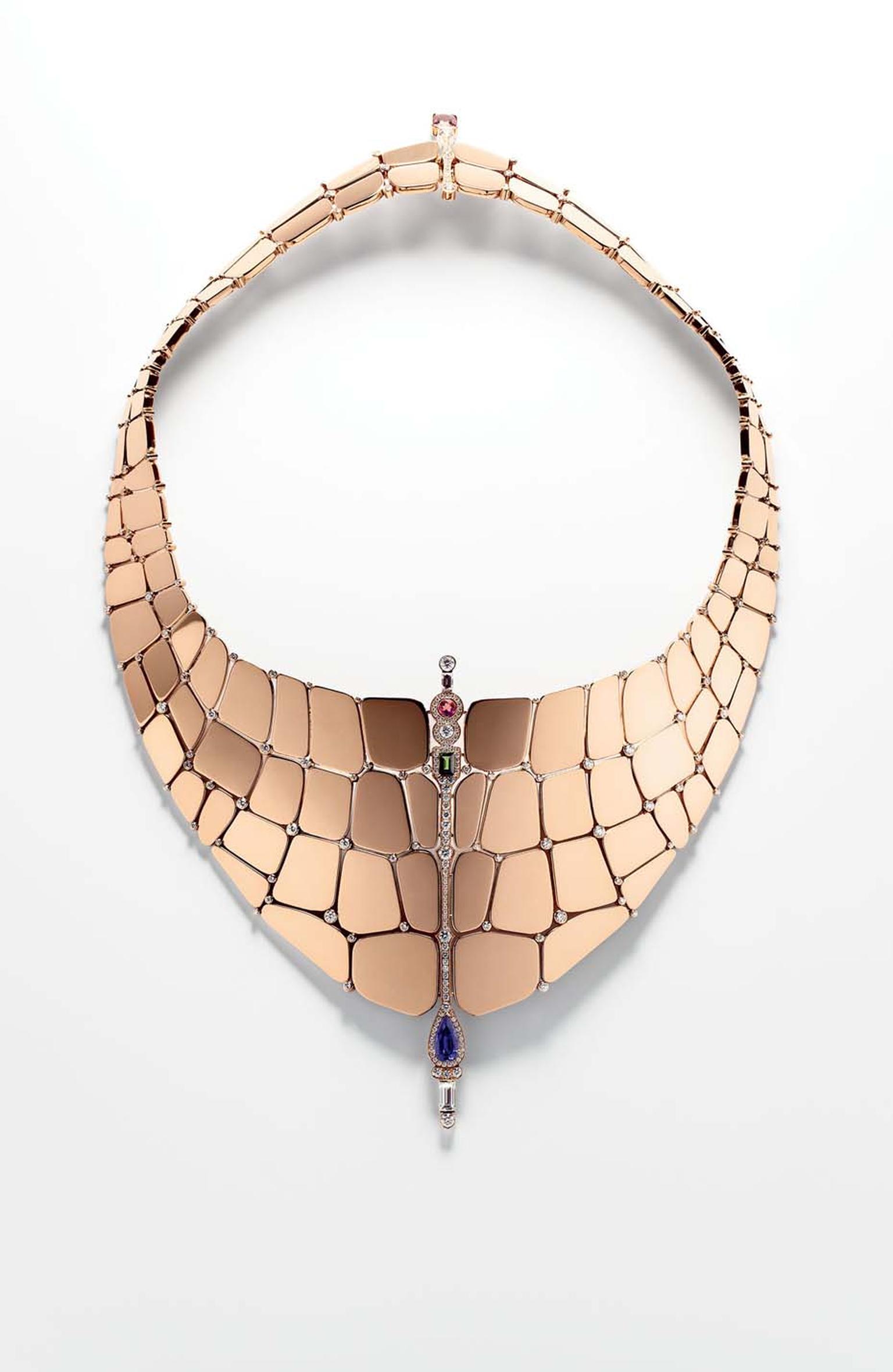 Hermès Niloticus necklace in rose gold, diamonds and coloured stones