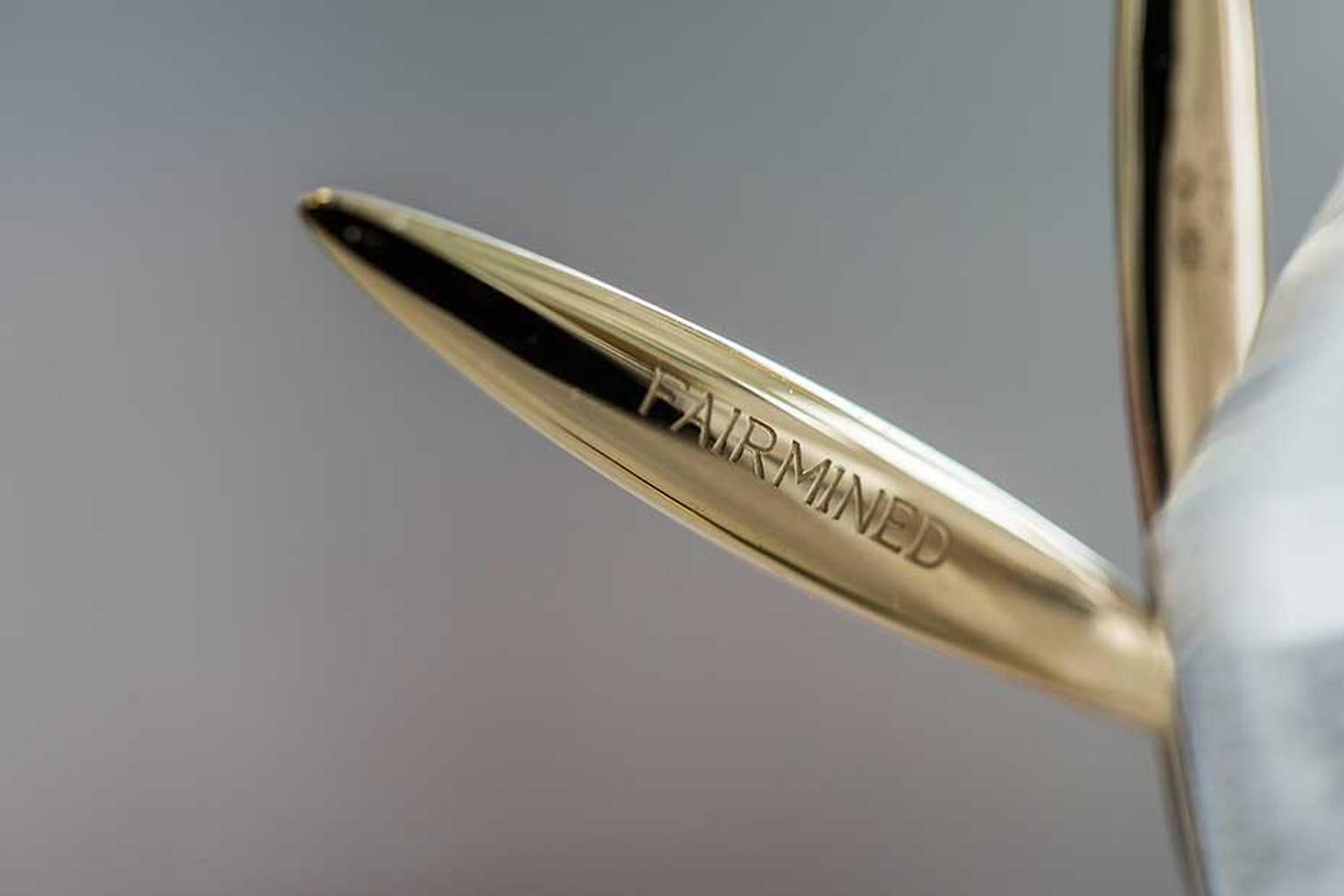 On the reverse of one of the feathery palm leaves that decorate the 2014 Palme d'Or award, Fairmined is stamped in capital letters in recognition of Chopard's commitment to sustainable luxury