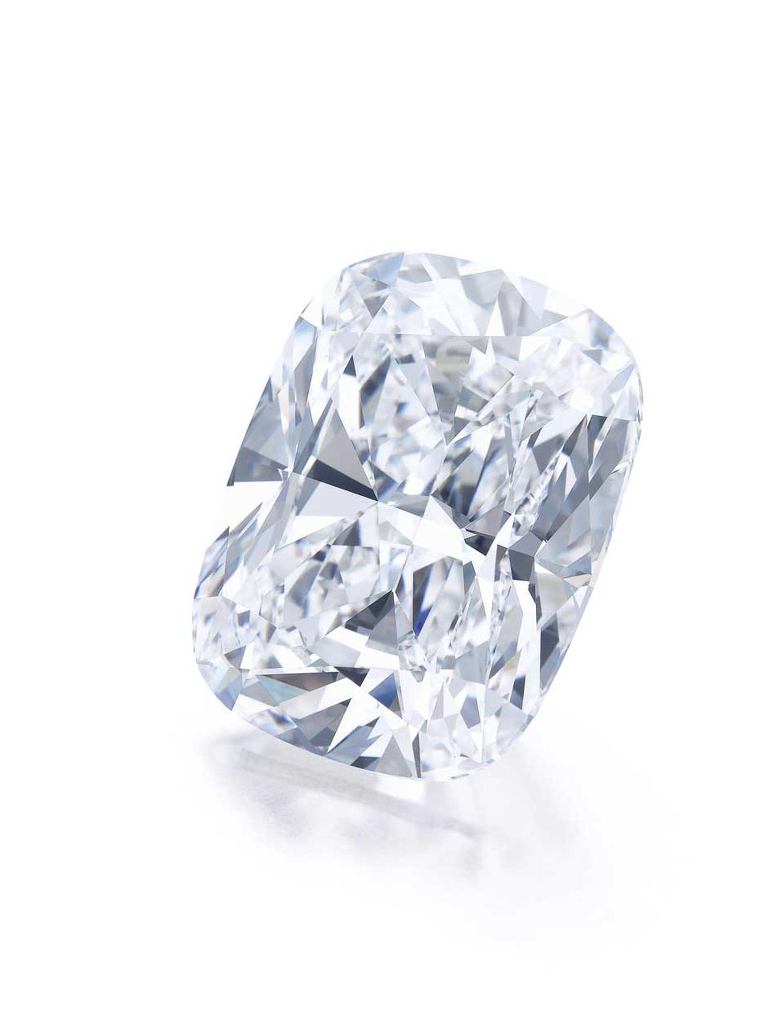 A 70.33ct cushion brilliant-cut diamond. Sold for CHF 12,597,000 (estimate: CHF 10,700,000-14,300,000)