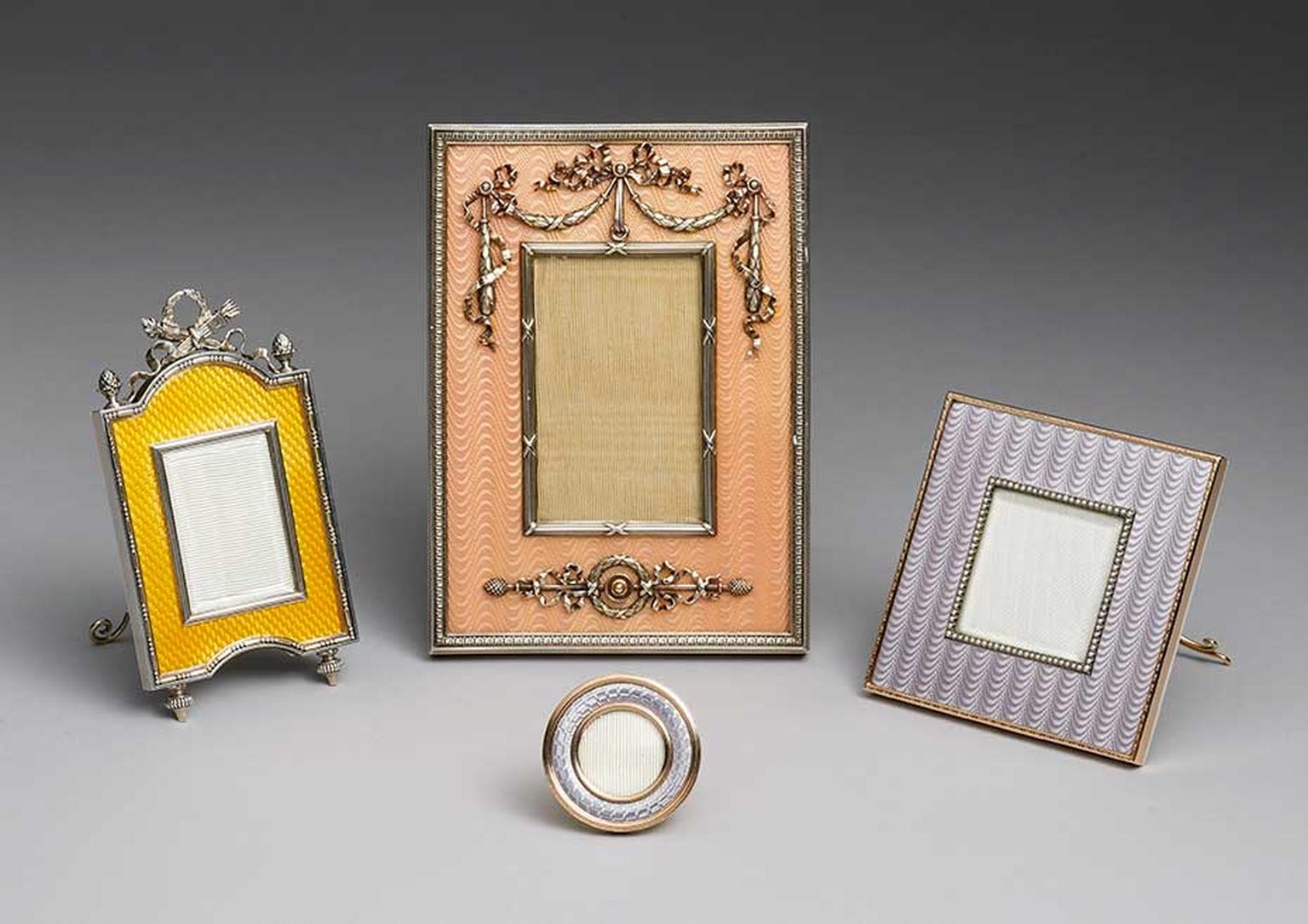 Wartski's Fabergé enamelled picture frames.