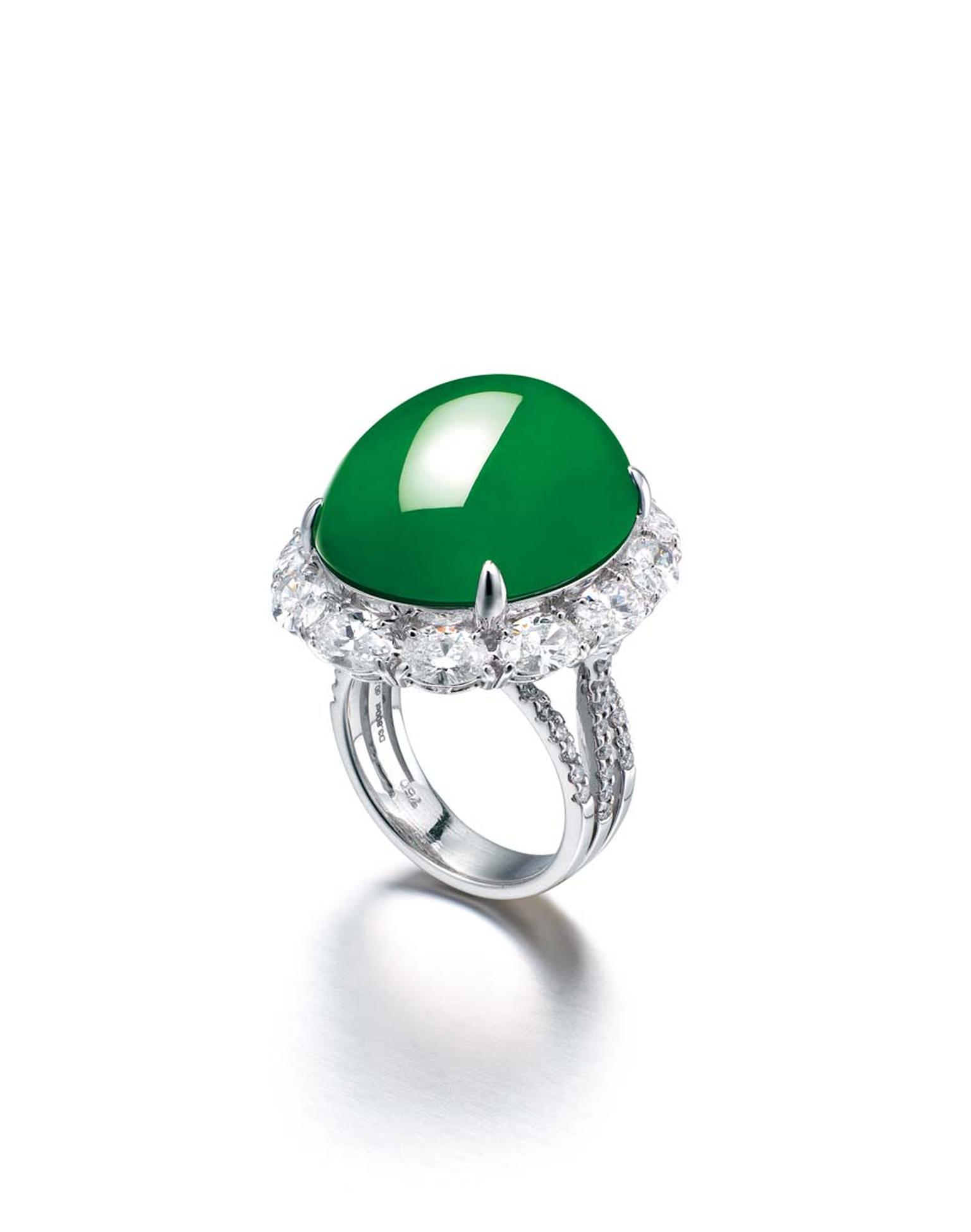 Chow Tai Fook jadeite and diamond ring