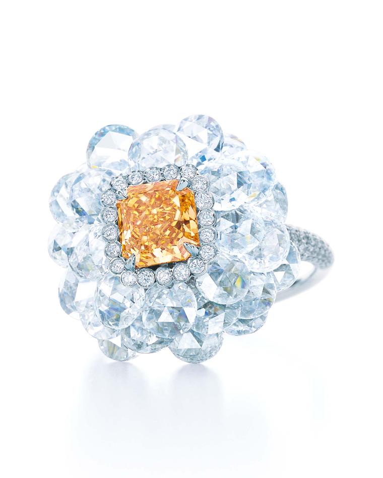 Tiffany & Co. Blue Book Collection Fancy Intense yellow orange diamond ring set in platinum