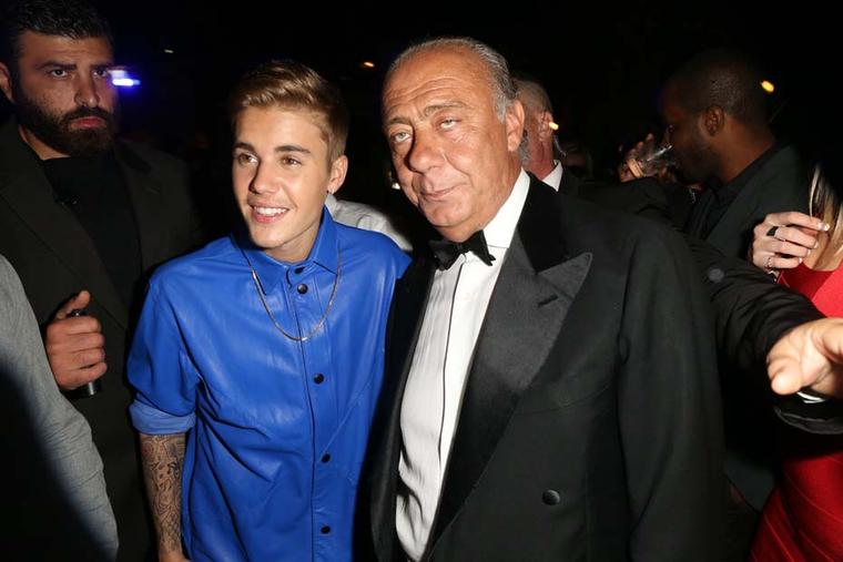 Justin Bieber is all smiles standing alongside the evening's host, de GRISOGONO's founder Fawaz Gruosi