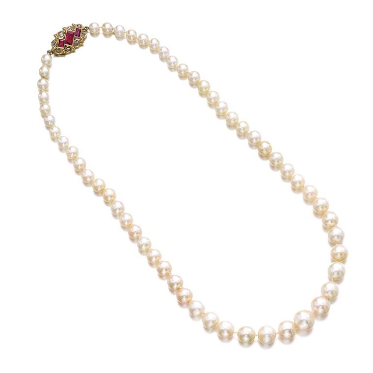 Another lot at Sotheby's spring sale in Geneva in 2014 was this natural pearl necklace with rubies and diamonds, which went under the hammer for $1.02 million, achieving more than four times its high estimate.