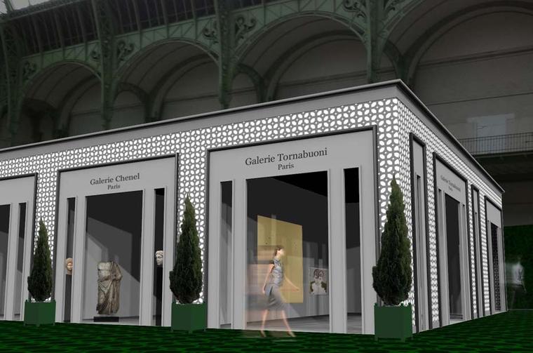 An artist's impression of what the inside of the Grand Palais will look like for the 2014 Biennale des Antiquaires, inspired by the Gardens of Versailles.
