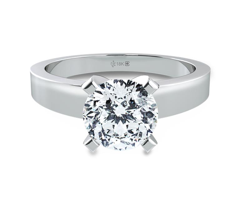 Fair Trade Jewellery Company Star-Sign Solitaire diamond engagement ring in Fairtrade white gold, set with a fully traceable 1.00ct Canadian diamond ($11,995).
