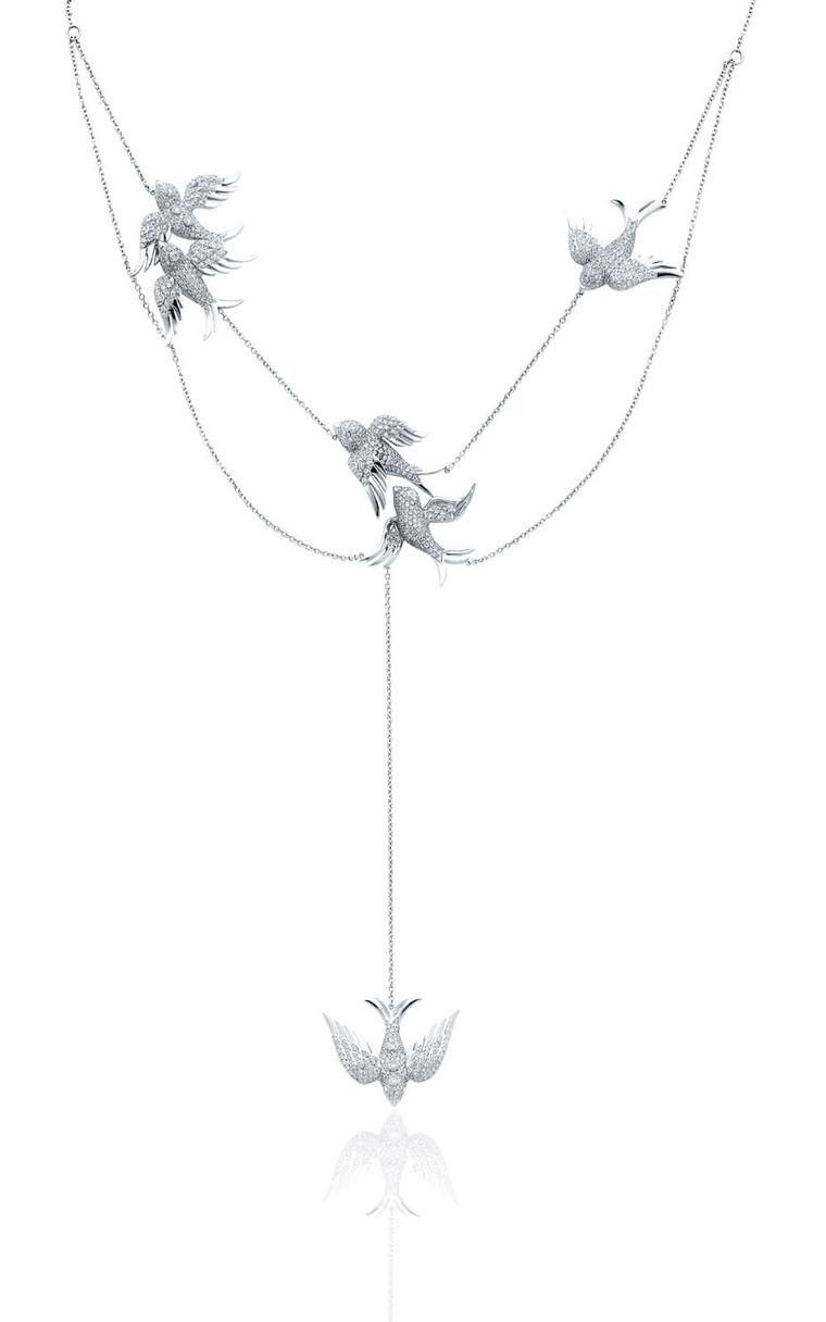 Colette Blue Drift white gold Birds necklace with 5.23ct of white diamonds ($39,260).