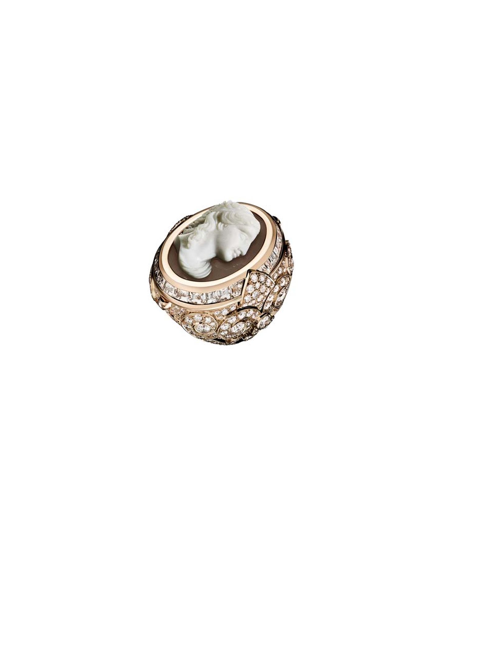 Giampiero Bodino cameo-style ring with diamonds. Image: Laziz Hamani.