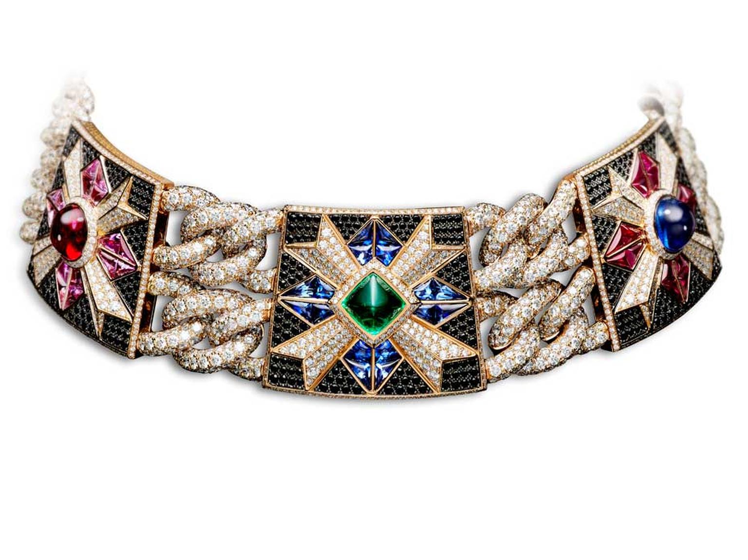 Giampiero Bodino Mosaic bracelet featuring layers of amethyst and citrine outlined by diamonds. Image: Laziz Hamani