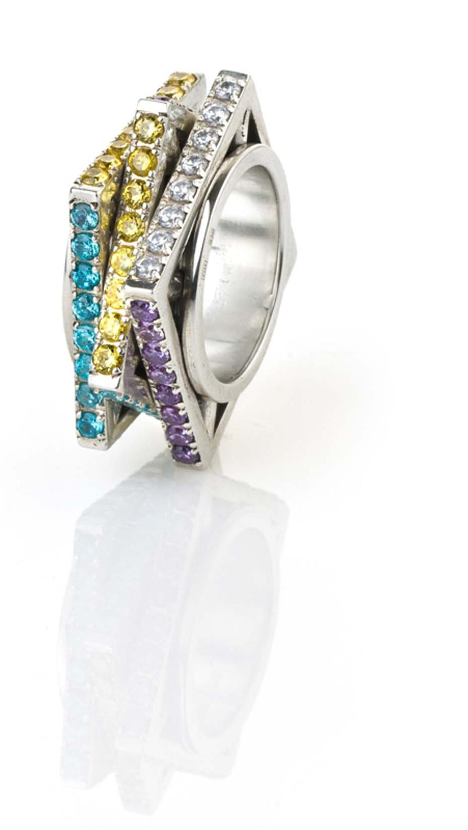 MyriamSOS Look 2 of the Rubik's Cube ring is a more playful variation which can be easily turned like a rubiks cube.