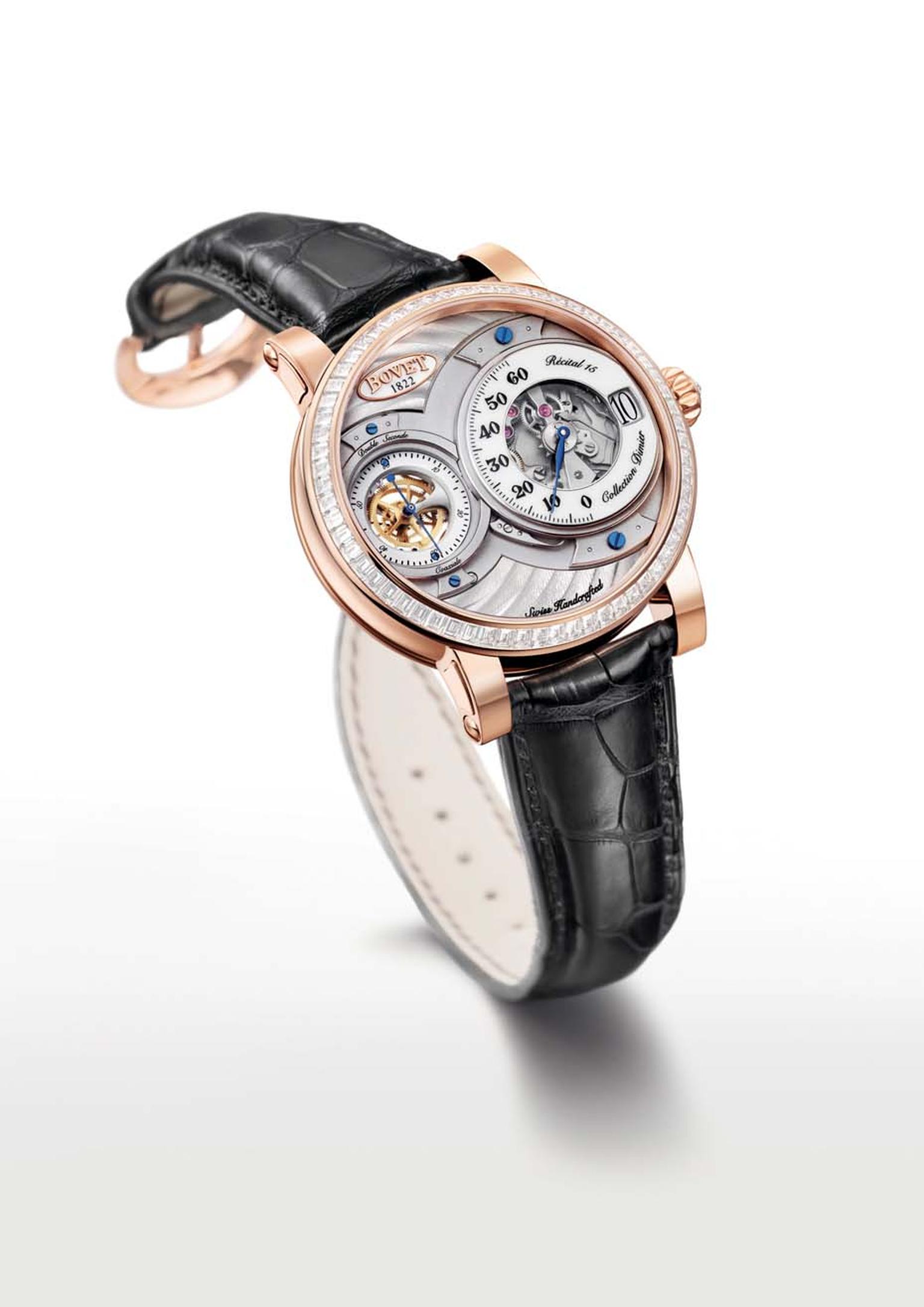 Also from the new 2014 collection is the Bovet Recital 15 Collection Dimier watch, which combines jumping hours and retrograde minutes.
