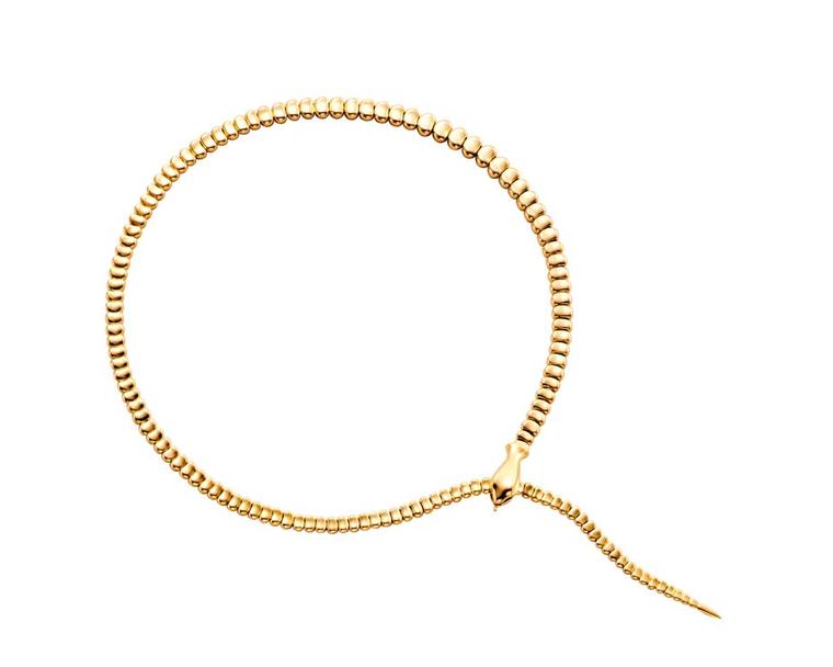 Elsa Peretti for Tiffany Snake necklace in yellow gold.