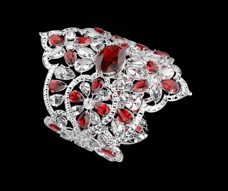 Orlov's €4 million ruby and diamond bracelet features a central 12ct oval ruby as well as an intricate openwork lace design set with fancy-cut diamonds and Burmese rubies.
