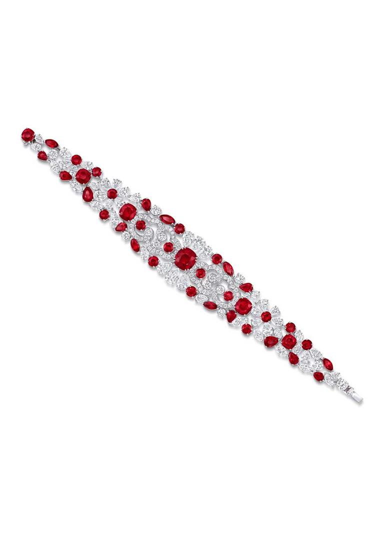 Graff bracelet from the La Biennale Suite featuring pigeon’s blood Burmese rubies and white diamonds.