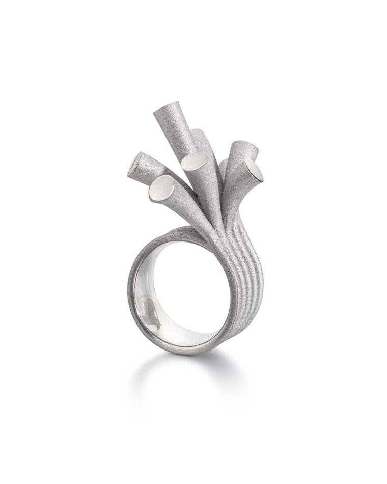 Sarah Herriot Splash ring, one of the jewels chosen by Zaha Hadid for the Goldsmiths' Fair that highlight the extraordinary diversity, skill and creativity of jewellers and silversmiths working in Britain today.