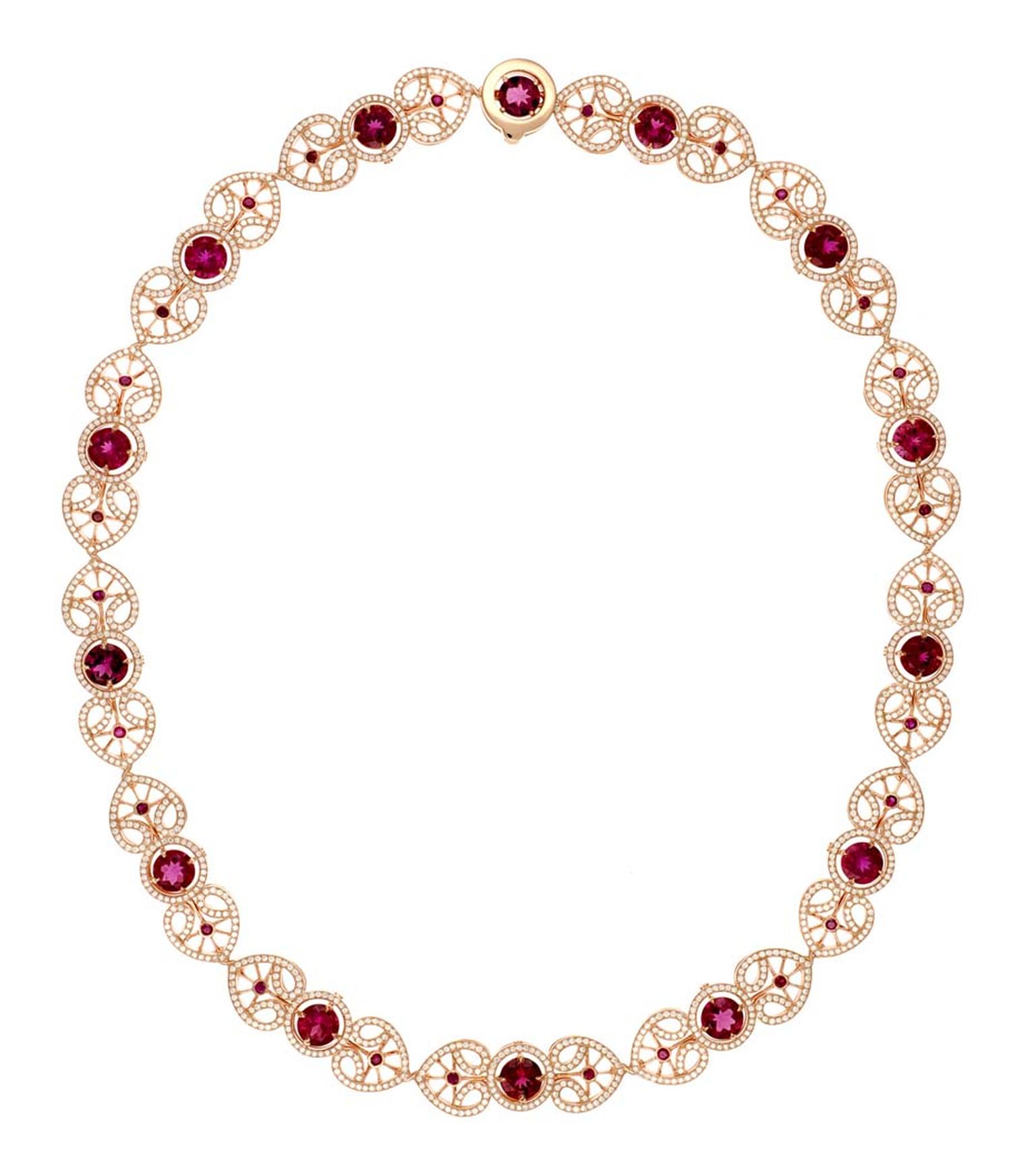 Chopard Red Carpet Collection necklace featuring rubellites, rubies and diamonds set in rose gold (£POA).