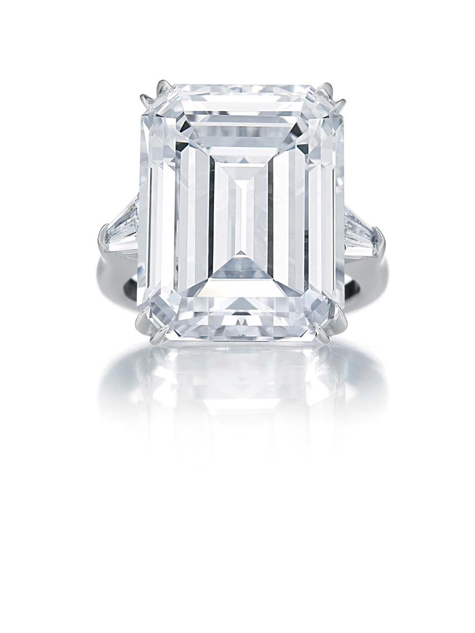 Harry Winston Classic Winston emerald cut diamond engagement ring