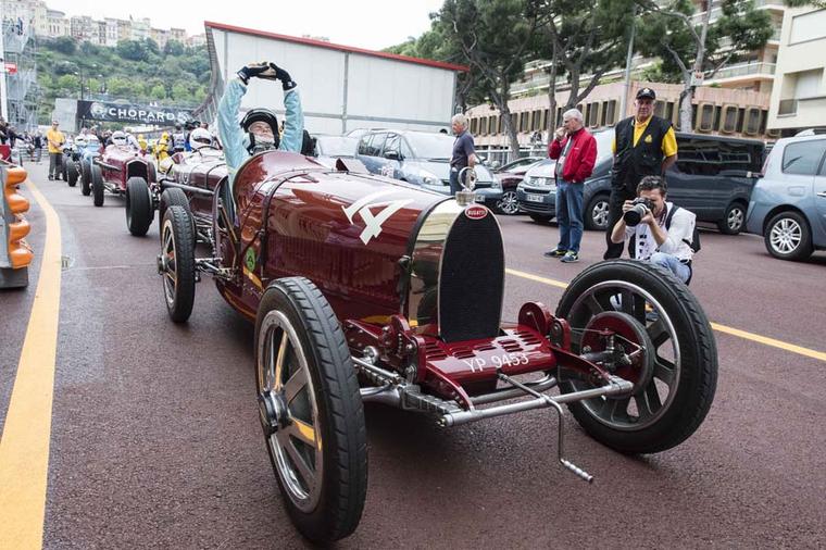 Vintage cars in starting position for the Grand Prix de Monaco Historique - the legendary race in which historical Formula I cars from the 1920s to 1985 tear around the hairpin bends of Monte Carlo.