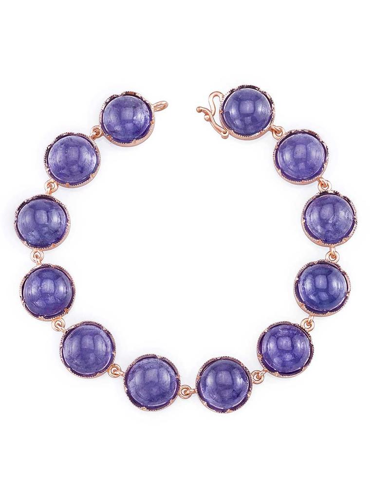 Irene Neuwirth cabochon tanzanite bracelet in rose gold, available at Ylang23.com.