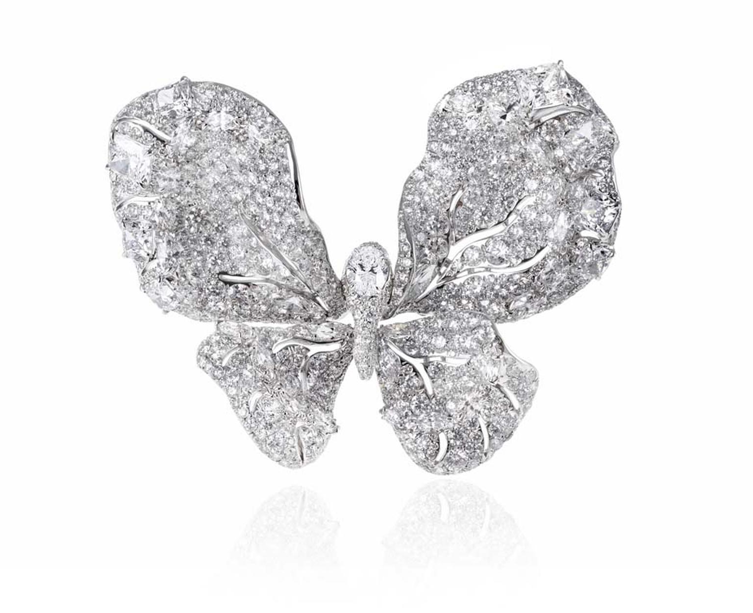Cindy Chao 10th anniversary White Label collection Butterfly brooch in white gold and diamonds.