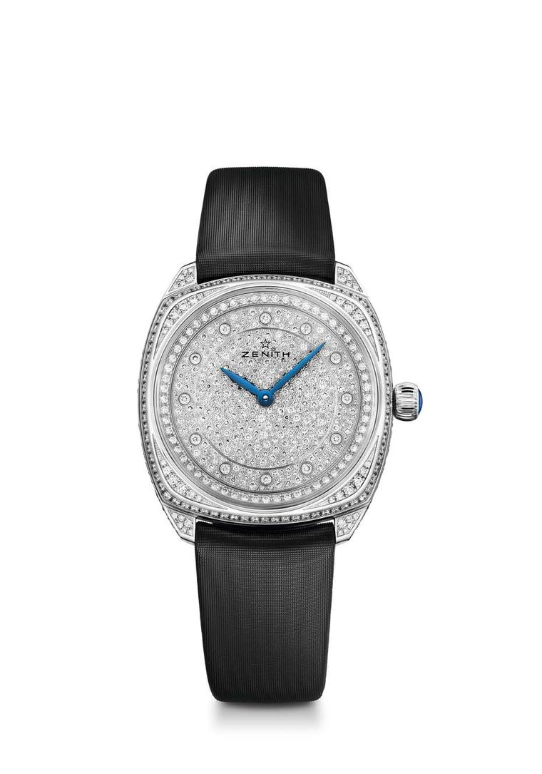 For maximum impact there is the stunning full-set white gold 33mm Zenith Star watch, set with a total of 765 diamonds on the dial, bezel, lugs, case and clasp.
