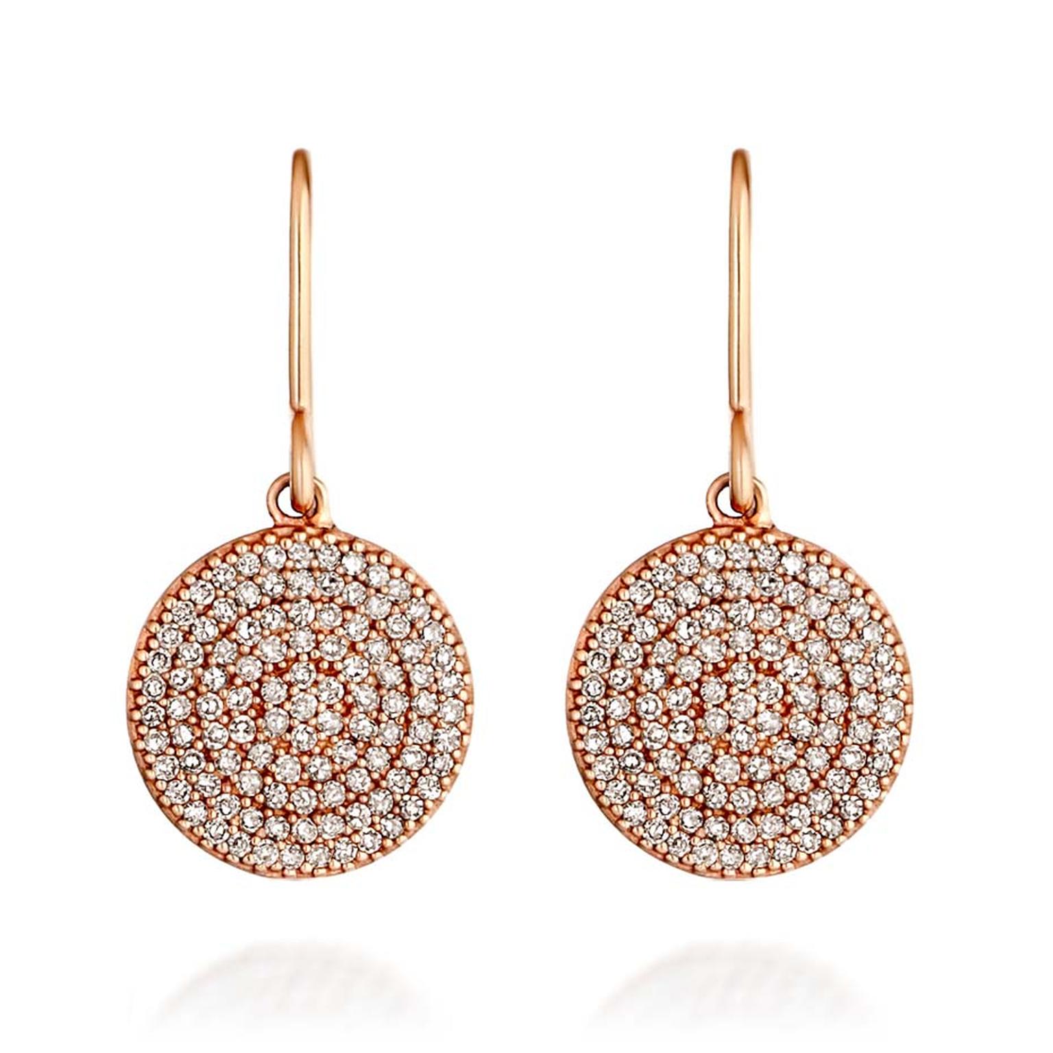 Astley Clarke Muse collection Icon earrings in rose gold with silver grey diamonds.