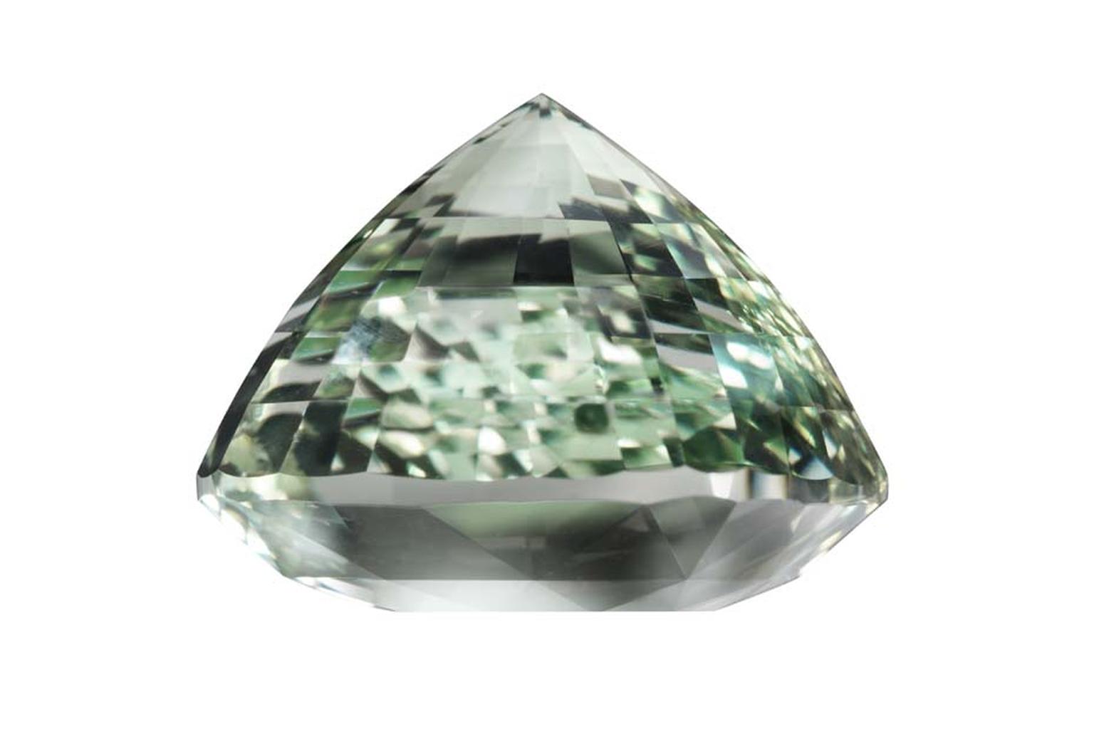 The multi-faceted, unheated, cushion-cut aquamarine from Mozambique was donated to the Fine Cell Work charity by renowned gem hunter Guy Clutterbuck.