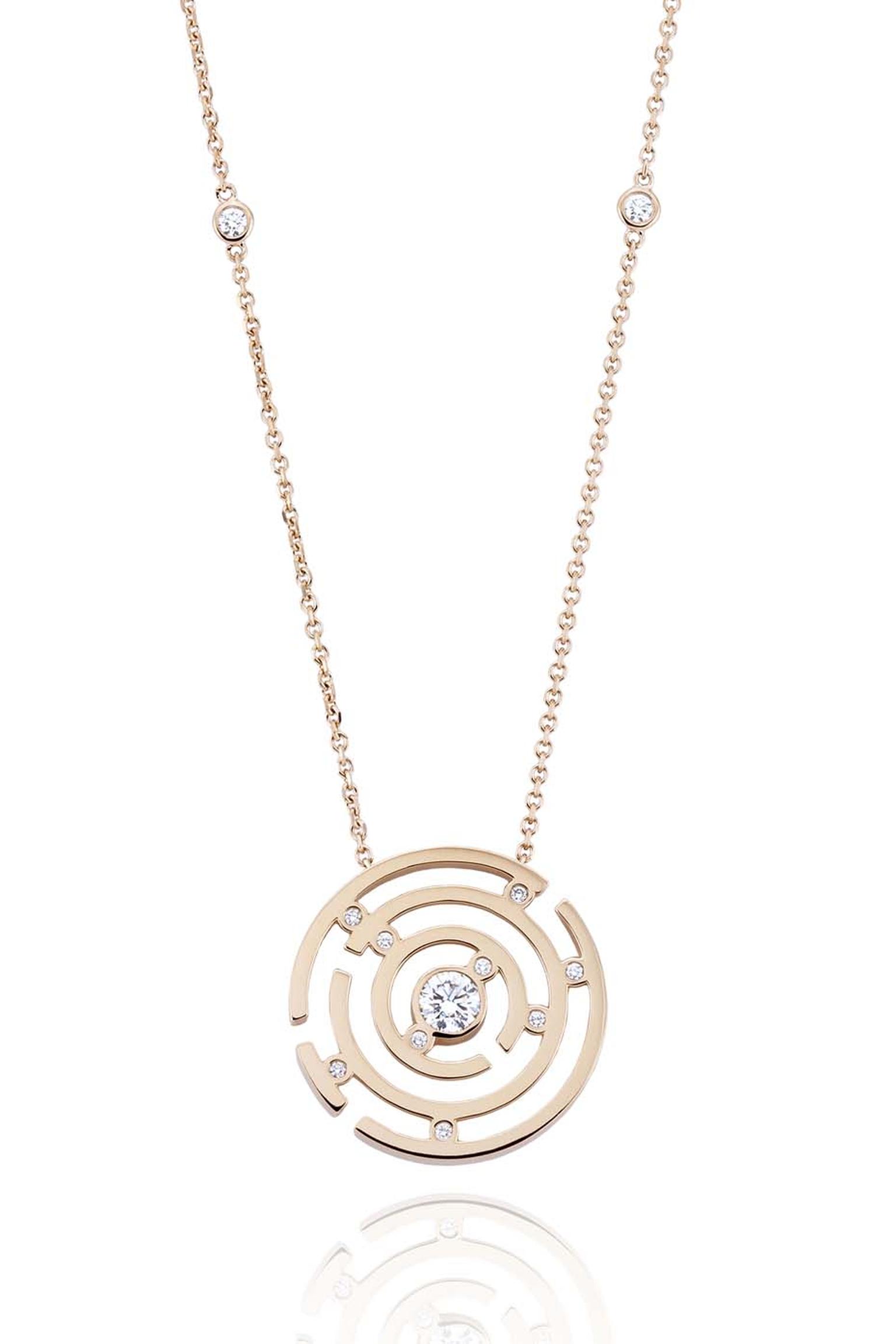 Boodles Maze collection pendant in rose gold.