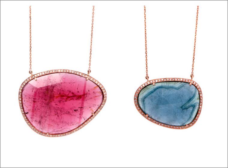 Celine D’Aoust Stella Necklaces with coloured tourmalines and diamonds.